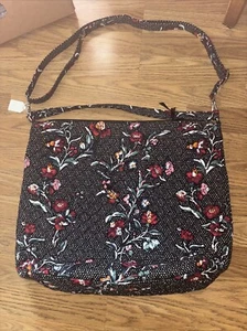 VERA BRADLEY OVERSIZED HOBO SHOULDER BAG PERENNIALS NOIR DOT IN COTTON NWT - Picture 1 of 4
