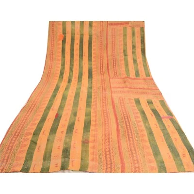 Colcha reversible de algodón Sanskriti Vintage Gudari Kantha hecha a mano - Imagen 1 de 4