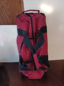 LL Bean Rolling Duffle Bag Luggage Double Handle Shoulder Strap Wheels XL Red Lg - Picture 1 of 7
