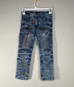Lion Dynasty Denim Jeans Girl's 7 Distressed Paint Splatter Streaks Casual - Picture 1 of 15