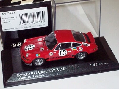 MINICHAMPS 1/43 430736963 PORSCHE 911 RSR 2.8 #63 LM 1973 Georg Loos/JürgenBarth - Immagine 1 di 4