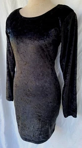 VTG..HAPPY LEGS..BLACK..CRUSHED VELVET..BODYCON..DRESS..SHOULDER PADS..SMALL - Picture 1 of 5
