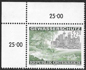 #1124 Austria 2.50sh Gewasserschutz UL Corner w/Top & Side Values Mint NH - Picture 1 of 1