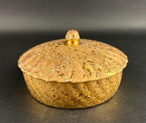 Vintage 1950's Weeping Bright 22k Gold Ceramic Candy Trinket Dish with Lid - Picture 1 of 14