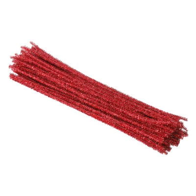 30cm Pfeifenreiniger Chenille-Stiel, 100 Stück Glitzernde Flauschige Sticks, Rot - Bild 1 von 4