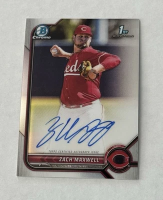 Zach Big Sugar Maxwell 2022 Bowman Chrome Draft Auto 1st RC Card Cincinnati Reds - Image 1 of 3