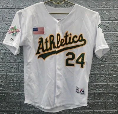 Nueva camiseta local Majestic Oakland Athletics 1990 Serie Mundial #24 blanca talla grande Foto 1 de 4