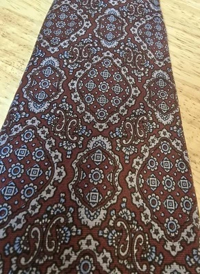 Corbata de cuello de seda negra Smith Designer para hombre borgoña azul claro estampado geométrico usada en excelente estado  Foto 1 de 4