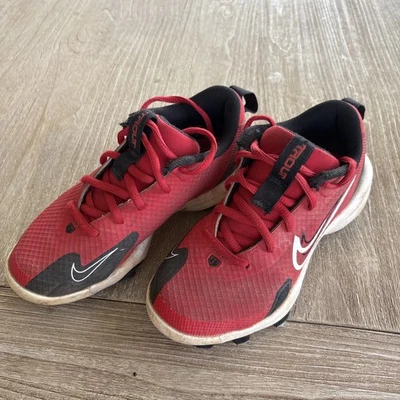 Boys Nike Baseball Cleats Red And Black Size 2 - Image 1 of 4