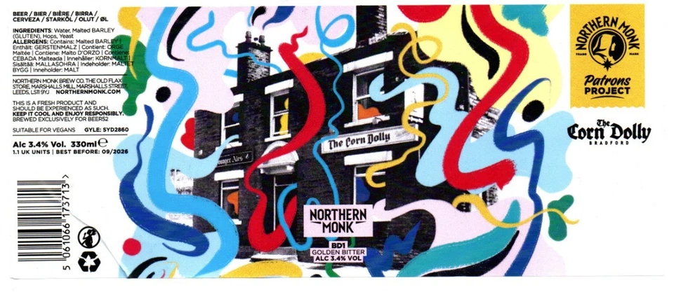 England - Beer Can Sticker Label - Northern Monk Brew Co., Leeds - BD1 - Image 1 of 1