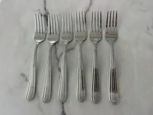 Lote de cubiertos de acero inoxidable Mikasa 18/10 (6) patrón desconocido cena usado en excelente estado - Imagen 1 de 5