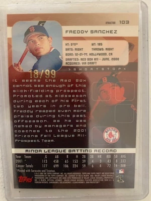 Tarjeta Topps Finest Freddy Sanchez Atomic XFractor 2002 18/99 Foto 1 de 2