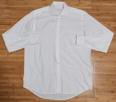 Camisa de vestir Robert Graham con botones para hombre talla 42 (16 1/2) algodón blanco liso Foto 1 de 4