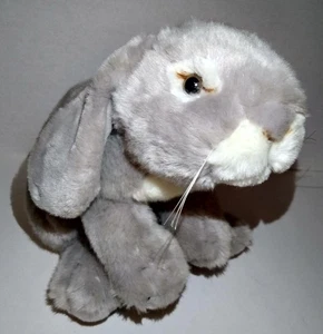 Vintage 1988 Chrisha Playful Plush Realistic Gray Bunny Rabbit Weighted Bean - Picture 1 of 15