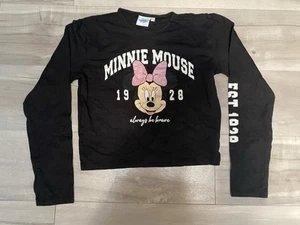Disney Girls Black Minnie Mouse Long Sleeve Top size 10/12 - Picture 1 of 5