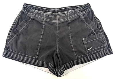 Vtg Nike Running Shorts Women S (4-6) 28x4 Stretch Black Cotton Cargo Pocket - Image 1 of 4