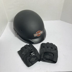 Harley Davison Half Helmet Open Face Sun Visor DOT Approved A/riding Gloves Lrg - Picture 1 of 14