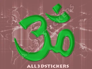 Pegatina Simbolo OM 3D Relieve - Color Verde - Picture 1 of 1