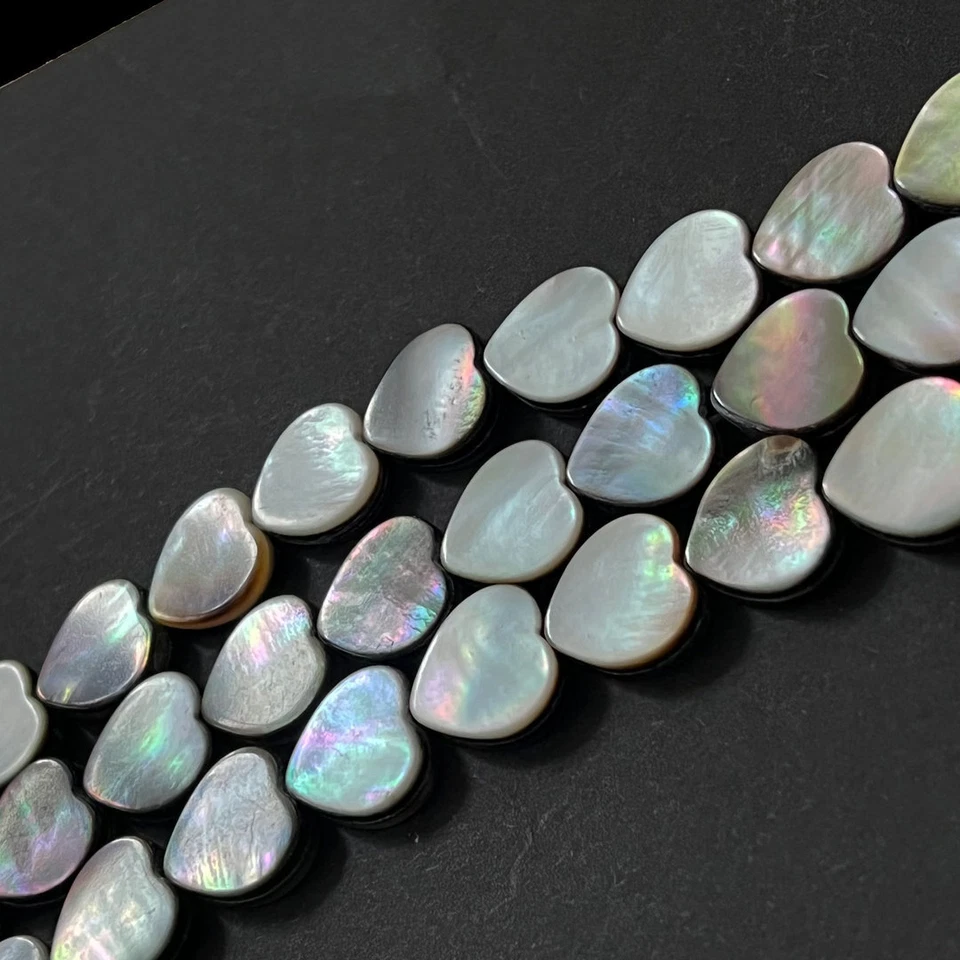 W1-05 - 15 MM SCHWARZPERLMUTT HERZEN STRANG - Bild 1 von 1