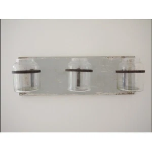 3Pc Glass Jars on Wooden Base Wall Mounted Flower Holder Vase Home Decor Gift - Picture 1 of 5