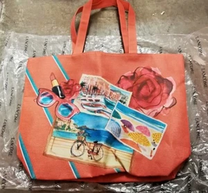 Lancome Paris große schicke Kosmetiktasche mit rosa & landschaftlich reizvollen Postkarten Reißverschlüssen Neu in Verpackung - Bild 1 von 7