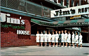 HUNTINGTON WEST VIRGINIA - JIMS STEAK & SHAGHETTI RESTAURANT WAITRESSES POSTCARD - Picture 1 of 2