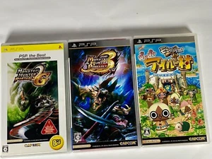 Lot3 PSP Monster Hunter Portable 2nd G. 3rd & Airou Village Poka Poka Diary  -JP - Picture 1 of 24