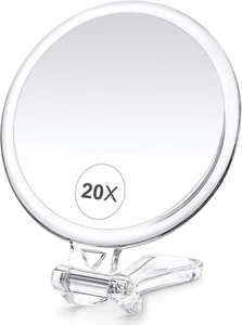 B Beauty Planet 20X Magnifying Home Mirror, round 5'' Handle for Travel, Double- - Picture 1 of 13