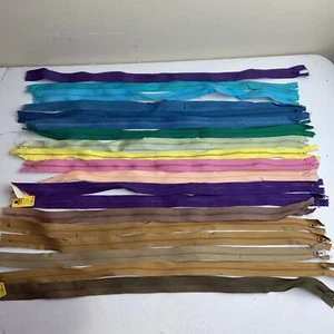 19Pc QUIK ZIPPER Closed End Zippers Mixed Colors 22” Vintage NEW - Picture 1 of 7