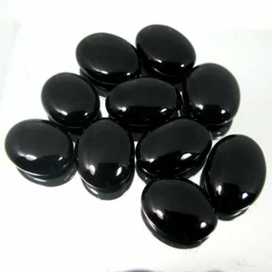 BLACK ONXY OVAL CABOCHONS 9x7 MM 30 PCS LOT CALIBRATED SIZE LOOSE GEMSTONE - Picture 1 of 4