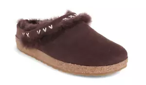 Haflinger SHETLAND dunkelbraun BROWN lammfell shearling Wool Clog Slipper EU 38 - Picture 1 of 4