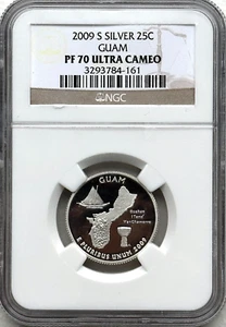 2009-S GUAM SILVER QUARTER - NGC PF70 ULTRA CAMEO - FREE SHIPPING! - Picture 1 of 2