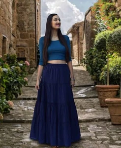 Ayurvastram - ELINA Pure Cotton Tiered Long Skirt: Made to Order, Customizable - Picture 1 of 8