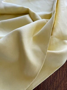 72" x 102 oval heavy linen canary yellow tablecloth scolloped edge pristine vint - Picture 1 of 8