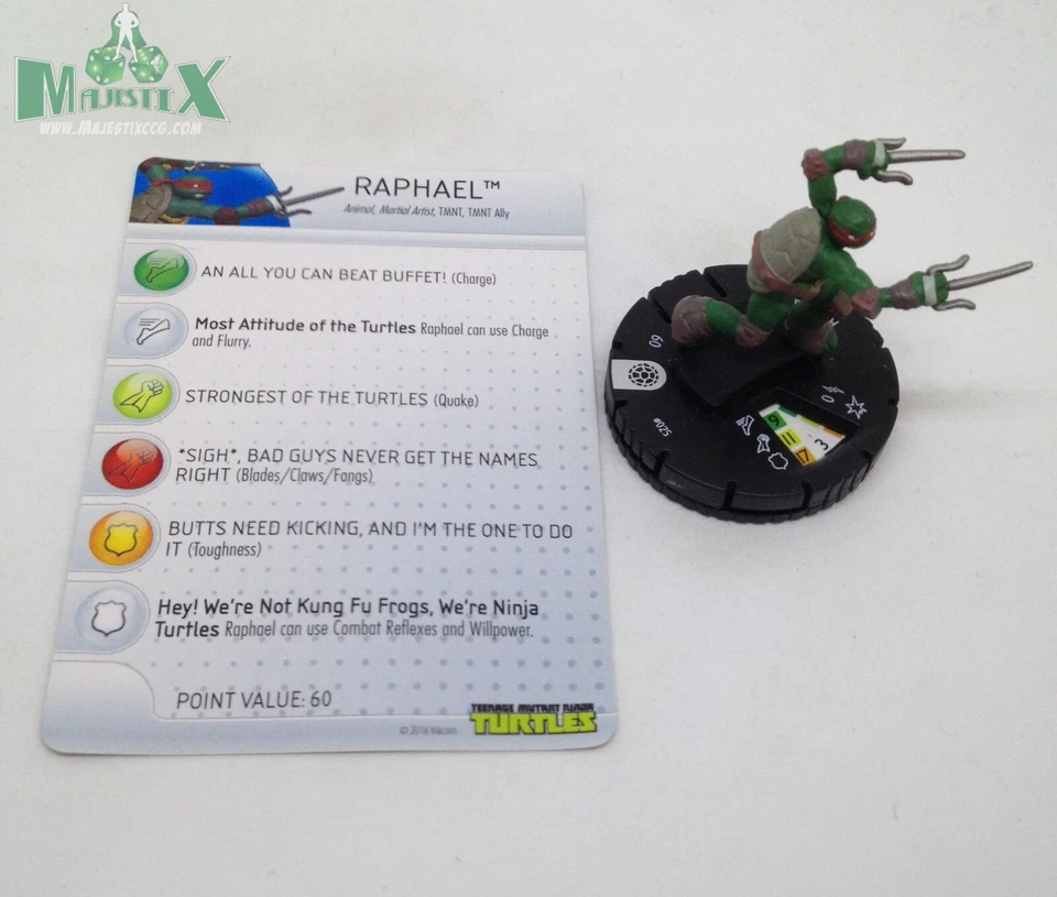 Heroclix Teenage Mutant Ninja Turtles Serie 1 Rafael #025 ¡Figura rara con tarjeta! Foto 1 de 1