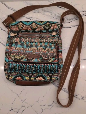 Bolsa tiracolo Sacroots Boho Festival revestida de lona pequena aba carteiro - Imagem 1 de 4