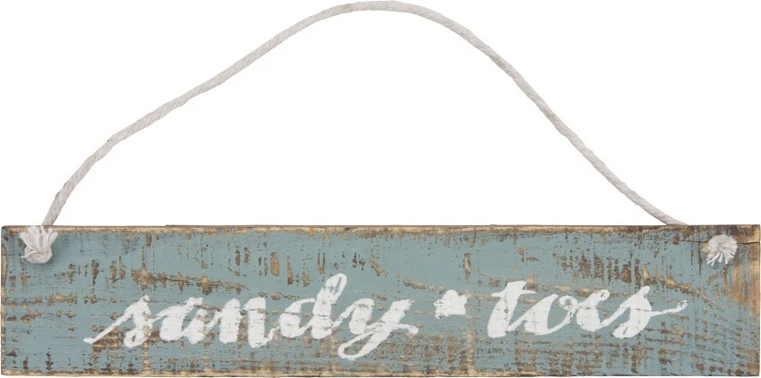 SANDY TOES  Primitives By Kathy Rustic Hand painted Wood Slat Hanging Sign NEW - Image 1 of 1