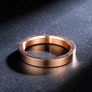 18K Rose Gold High Polished Bands 3mm Women Men's Stainless Steel Ring Size 4-11 - Picture 1 of 6