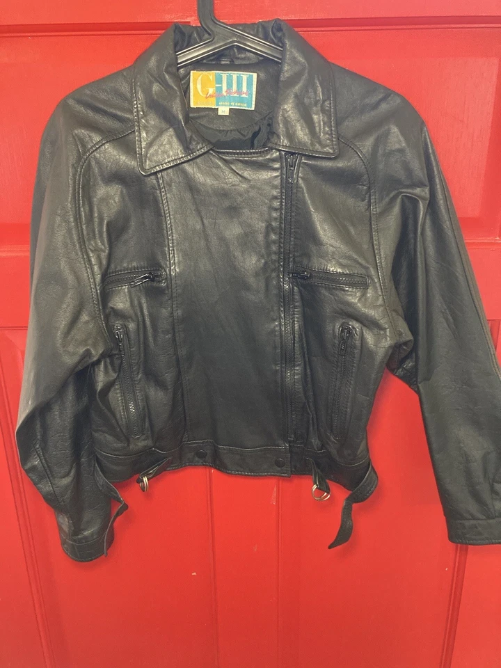 Vintage Women’s G-III  Moto Zipper Jacket Short 100% Leather Black Med - Image 1 of 4