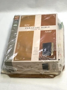 KJV Parallel Bible AMP LARGE PRINT Camel/Burgundy leathersoft BRAND NEW NIB - Bild 1 von 11