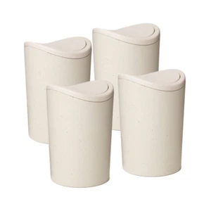 Superio Eco-Friendly Bathroom Trash Cans with Curved Lid (4 Pack) Modern 6 Liter - Picture 1 of 11