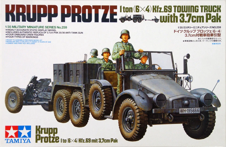 TAMIYA 35259 Krupp Towing Truck w/ 37mm Pak Model Kit Scala 1/35 - Immagine 1 di 1