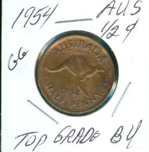 1954 AUSTRALIA HALF PENNY TOP GRADE BU R/B - Picture 1 of 2