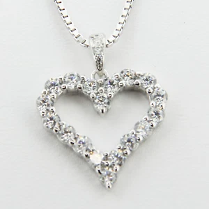 Womens Sterling Silver 925 Ladys Heart Pendant 18" Necklace Chain Love Gift - Picture 1 of 3