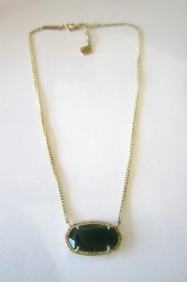 Collar Kendra Scott GRANDE 1" ANCHO ELISA Chapado en Oro Esmeralda Ojo de Gato COMO NUEVO  Foto 1 de 4
