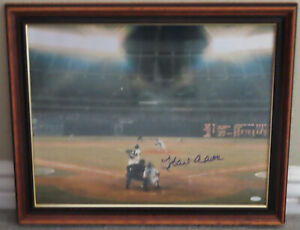 Framed Hank Aaron Braves Signed 16x20 715 HR Photo 