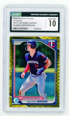 2024 Bowman Chrome Walker Jenkins Reptilian Gold Refractor /50 #BCP-150 CGC 10 - Image 1 of 2