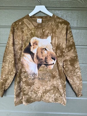 Vintage MGM Grand Las Vegas Lion Habitat T-Shirt Mens Medium Tie Dye Long Sleeve - Image 1 of 4