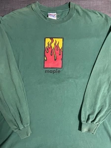 Vintage 90s Maple Skateboards Shirt Size XL Green L/S Rare Skate Tee - Picture 1 of 11