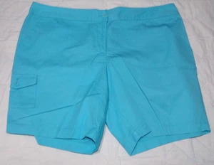 IZOD WOMENS SIZE 16 LIGHT BLUE BERMUDA COTTON SHORTS MID RISE 7" INSEAM - Picture 1 of 2